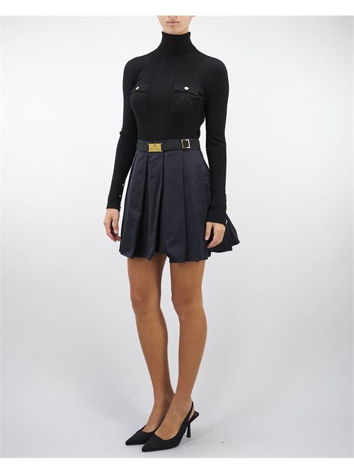 Ribbed viscose and silk mini dress with logo embroidery Elisabetta Franchi ELISABETTA FRANCHI | abito | AM98B46E2110